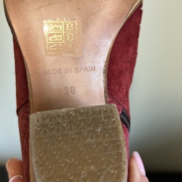 Free People Loveland Red Suede Booties Boots Size 38 - Picture 14 of 14